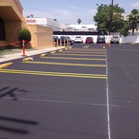 new striping in parking lot